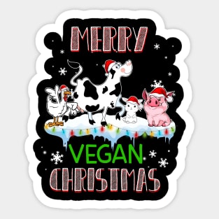 Cute Animals Merry Vegan Christmas Sticker